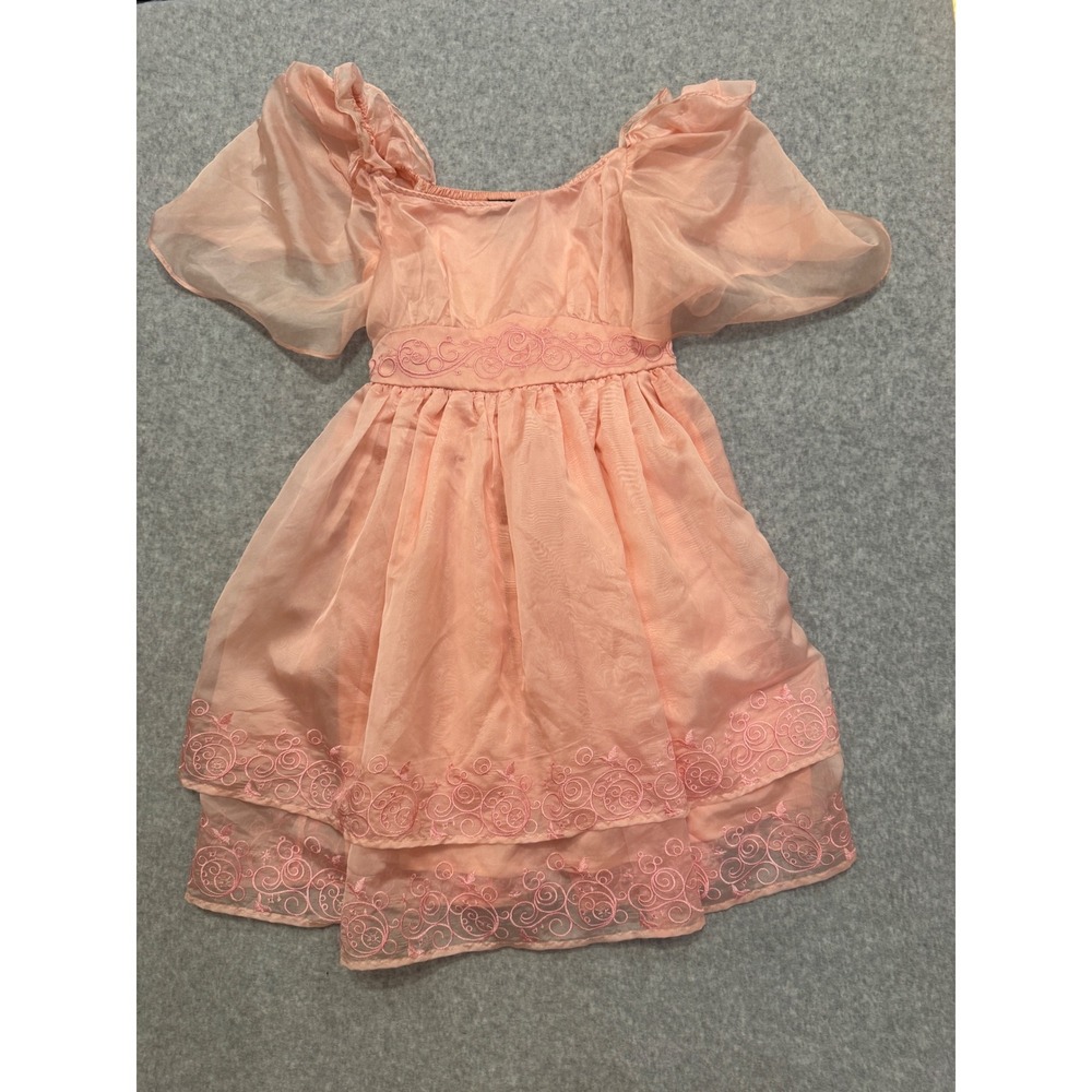 Wicked Glinda Peach Pink Embroidered Dress Adult SM Cosplay Halloween Costume - Picture 2 of 12